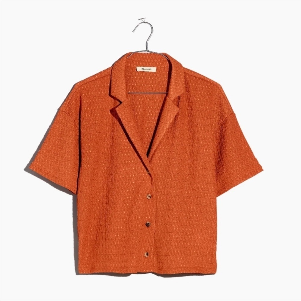 Madewell Orange Short-Sleeve Button-Down Shirt